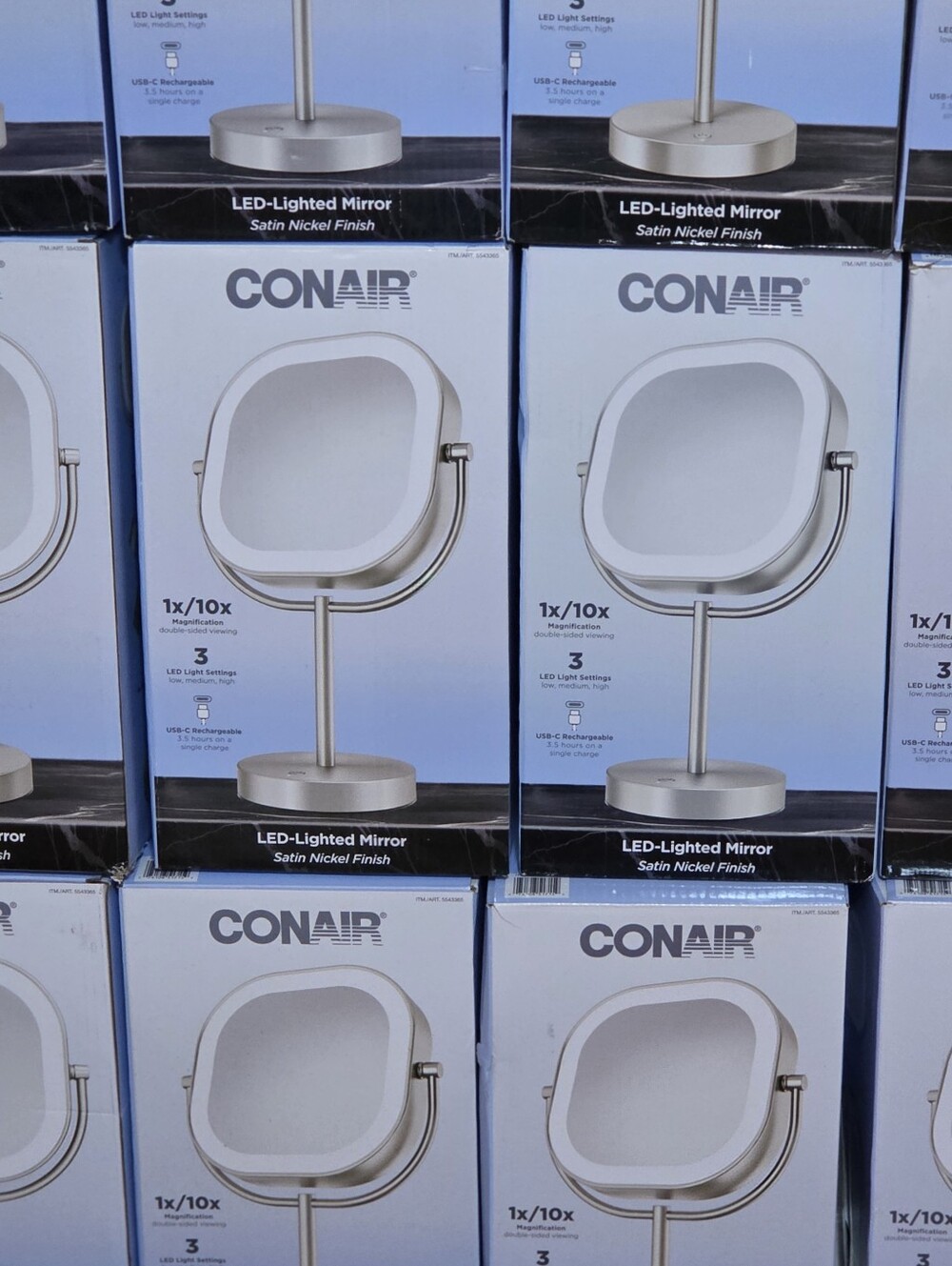 Conair LED Lighted Vanity Mirror 1x/10x Magnification Satin Nickel Open Box